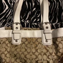 Authentic COACH SOHO SIGNATURE BROWN PLEATED SATCHEL TOTE BAG PURSE