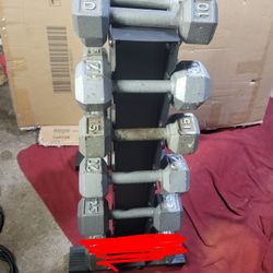 SET OF   10s  12s. 15s  20s. 25s.  HEXHEAD DUMBBELLS TOTAL 164LBs  AND A-FRAME RACK 
11525 S HALSTED DUNKIN DONUTS/7111.S WESTERN WALGREENS 
175$  CAS