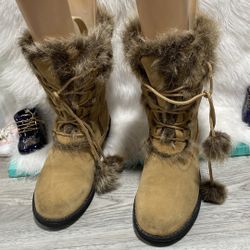Totes Talya Tan Faux Fur Winter Boots Size 10