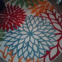 New Round Floral Area Rug