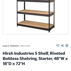 Shelving. 72"h x 48" w x 24d (Four Shelves)