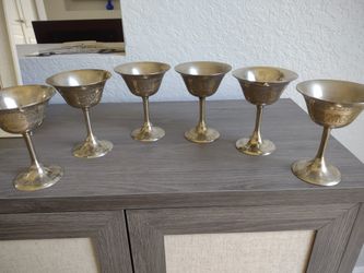 6 Beautiful Ornate Brass Goblets