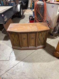 Vintage Zenith Wood Console Stereo Cabinet
