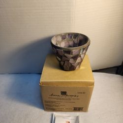 NEW VINTAGE HOME INTERIORS LAVENDER Purple MOSAIC GLASS VOTIVE CANDLE HOLDER  