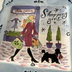 Certified International Shopping Girl plate by artist Jennifer Brinley. 