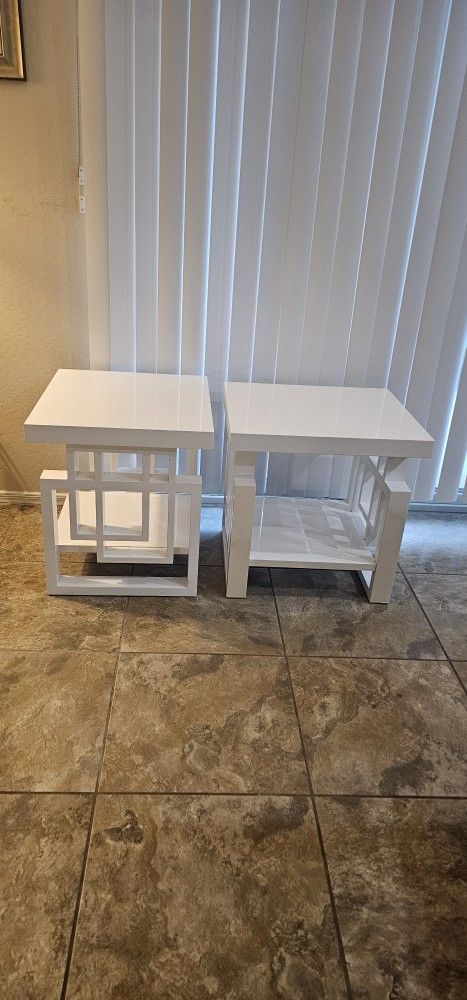 White Laquer End Tables