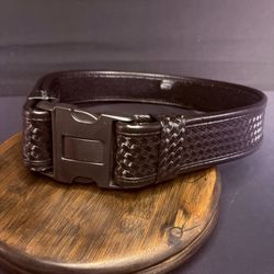 Bianchi 7950 Duty Belt Waist Size 34”-40” AccuMold Black Basketweave Leather