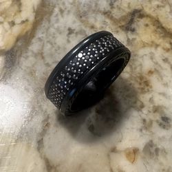 DAVID YURMAN RARE 3-row BLACK DIAMOND SILVER 925 TITANIUM RING SIZE 10