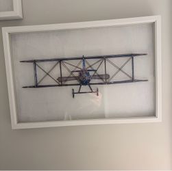 Framed Vintage Biplane Wall Art