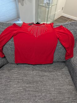 Red rhinestone dress shirt