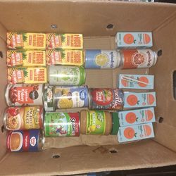 Lot 3 of 3 grocery items including canned and other packaging.   Nothing is expired
