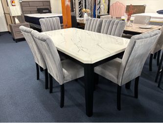 Faux marble 7pc dining set