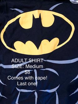 NEW Batman Halloween Shirt size ADULT MEDIUM (comes with cape!!)