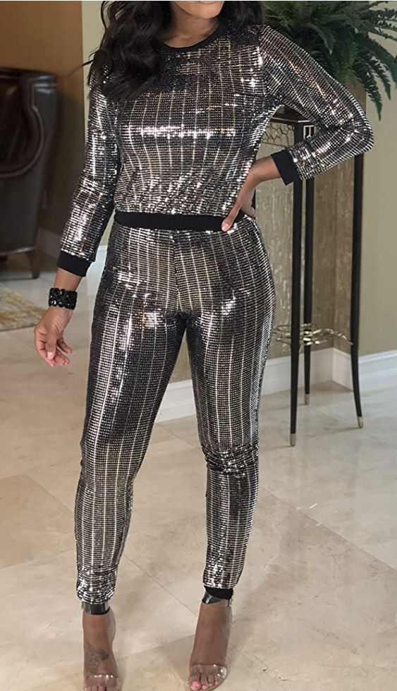 Silver/ Black Shimmering Jumpsuit 