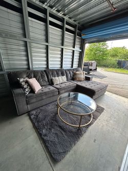 Dark Gray Ashley L-Shape Chaise Sectional Sofa (Can Deliver)