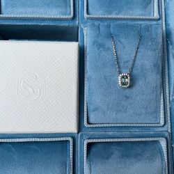 Price Just Dropped: Swarovski  Silver-Tone Millenia Blue Crystal Pendant Necklace, 14-7/8" + 2" extender