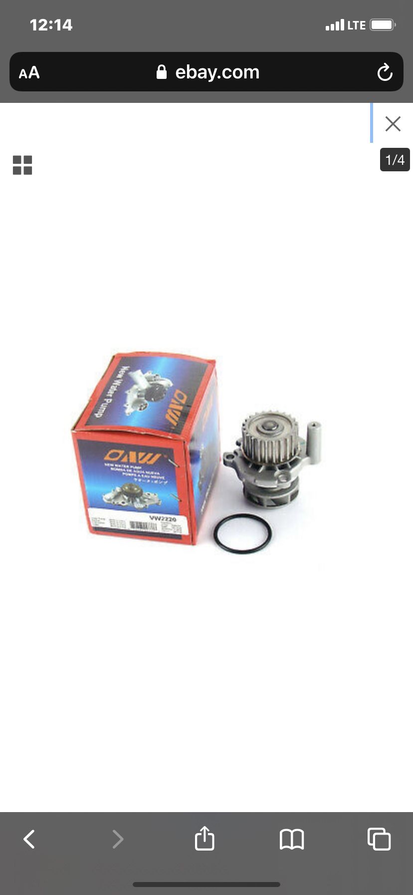 OAW Vw2220 Water Pump for AUDI and VOLKSWAGEN 1.8l Turbo 2.0l Metal Impeller