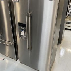 MayTag Stainless Steel 36” Wide Counter Depth Side-by-Side Refrigerator - 21 Cu. Ft.