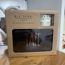 Rae Dunn New Ceramic Black Tape Dispenser Set