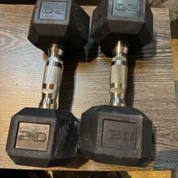 Set Of 20 Pound Lb Dumbbells 