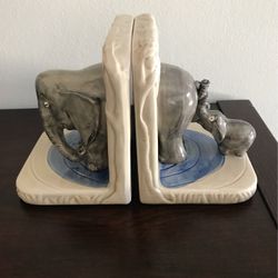 Vintage Quon Quon Japan Ceramic Elephant Bookends