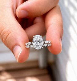 3.49 ctw 14k white gold IGI lab diamond ring oval set