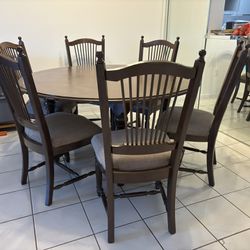 Wooden Dining Table with 6 Chairs