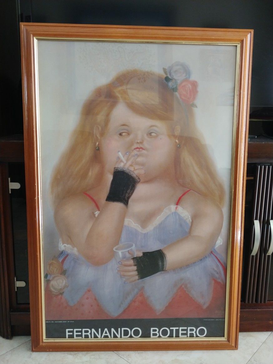 Very Rare. Fernando Botero Poster Litograph. Adelita. Oleo/lienzo. 1975. Poster litografia antiguo. Adelita 1975. Oleo/Lienzo Fernando Botero.
