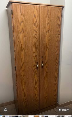 Tall Oak-Finish Pantry / Storage Cabinet – $50, Pickup Only
