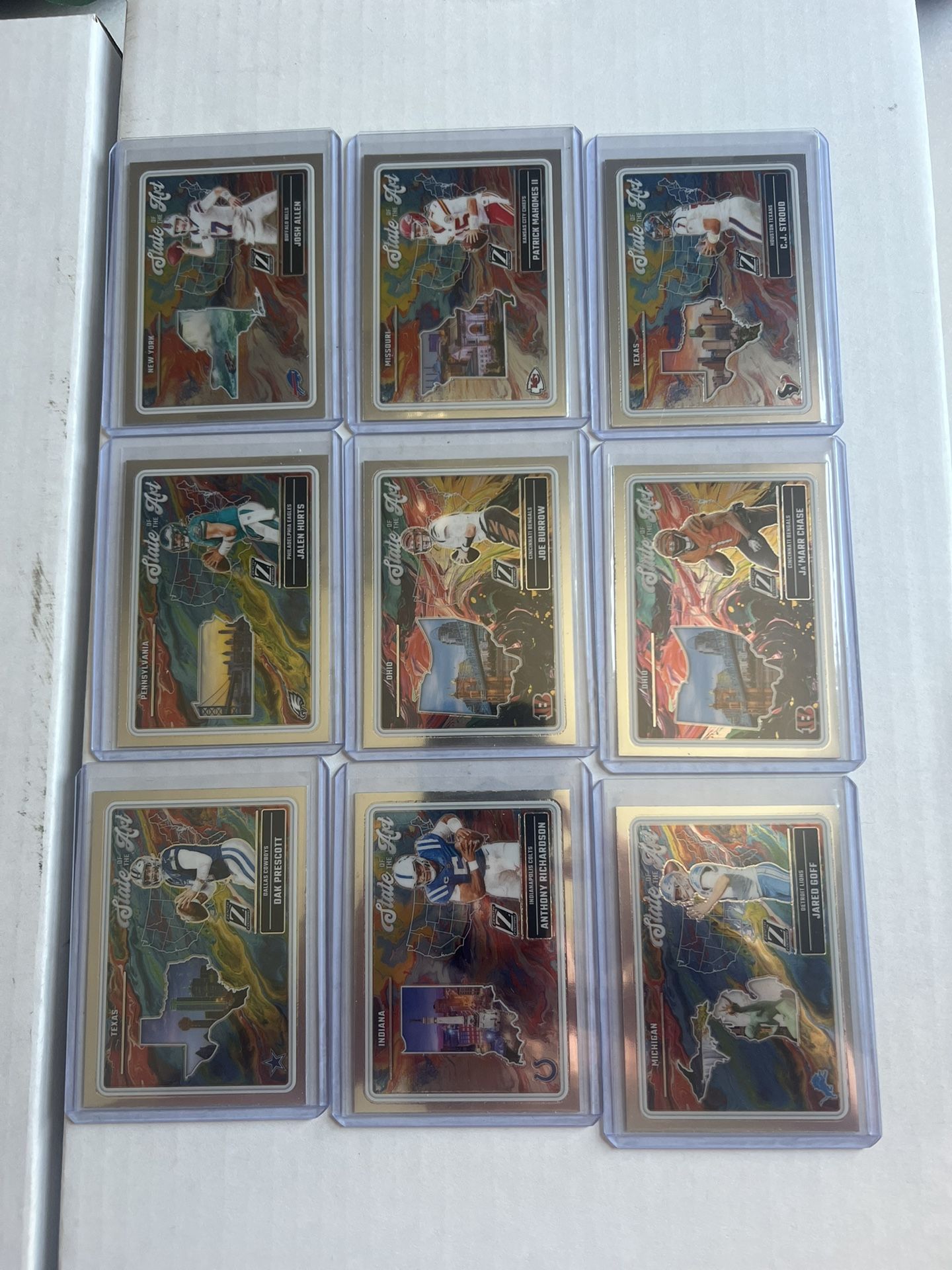 2024 Zenith State Of The Art Football Cards NFL Lot Bundle Josh Allen Patrick Mahomes Joe Burrow Jamar Chase Jalen Hurts Cj Stroud