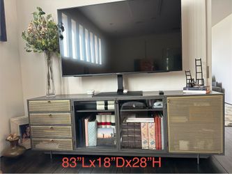 Modern Industrial TV Console / Media Cabinet – 83” Wide