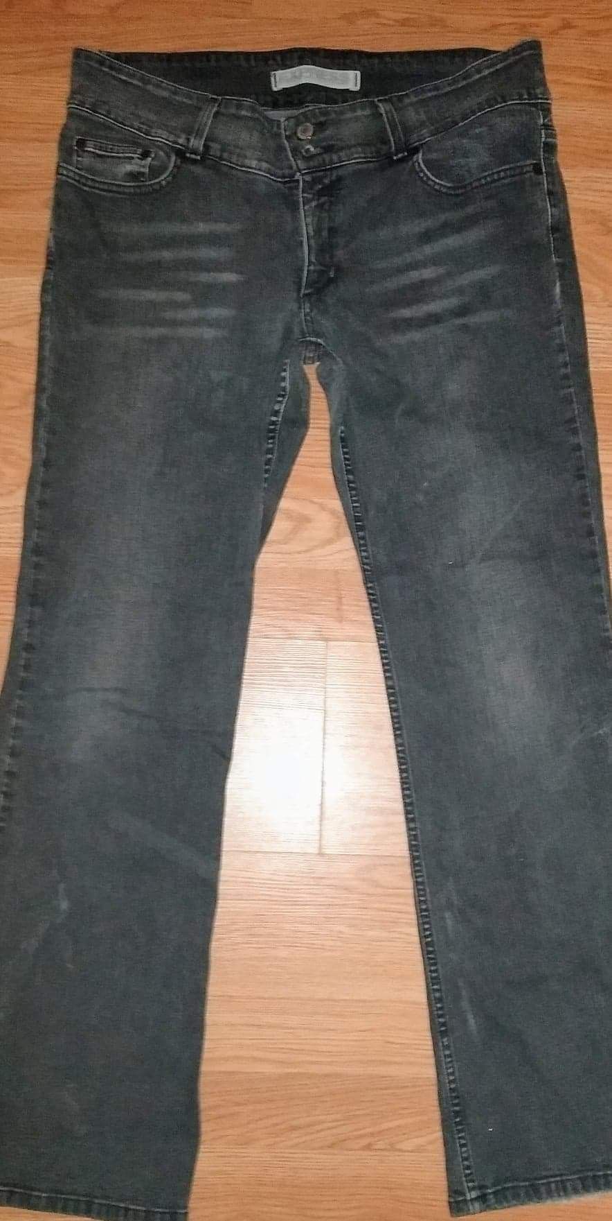 Faded black distressed boot cut jeans size 12R