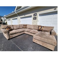 Beige Microfiber Sectional Couch 