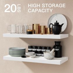 New In Box- Set Of White Floating Shelves 24 X 7