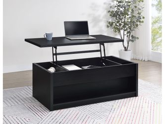 Knapp Black Lift Top Cocktail Coffee Table with Dual Drawers