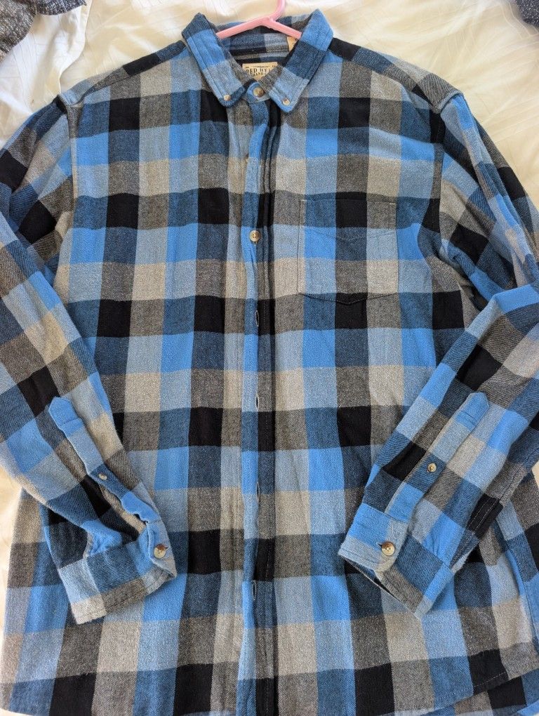 Blue And Gray Plaid Flannel