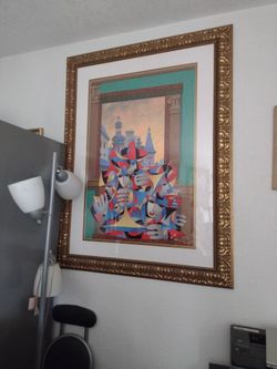 Wall Art. By Anatole Kransyansky. Gold & Teal Overlooking The City.