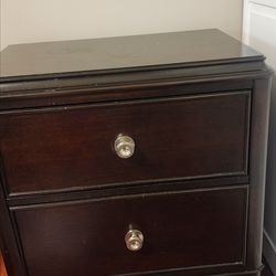PRICE DROP-Set of 2 Matching Nightstands – Solid Dark Wood