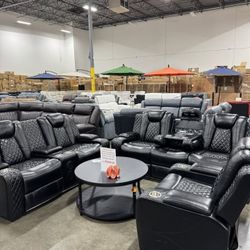 BRAND NEW SMART RECLINER SET! WIRELESS CHARGING, LED, POWER RECLINING, BLUETOOTH, SPEAKERS!! $2099
