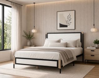 New! Full Size Boucle Bed Frame