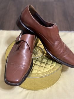 Vero Cuoio Dom Amorim Italian Leather Monk Strap Loafers Mens Cognac Brown Size 41 (US 8.5-9.0)