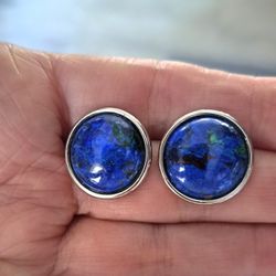 Azurite Malachite Post Earrings