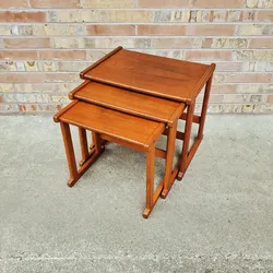 Mid Century Modern Teak Nesting Tables Set Vintage