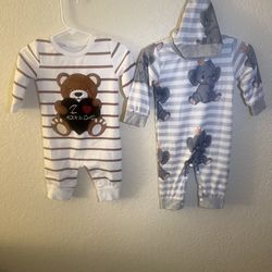 Boys 0-3 Months Cozy Romper And Snuggle Elephant Pajamas