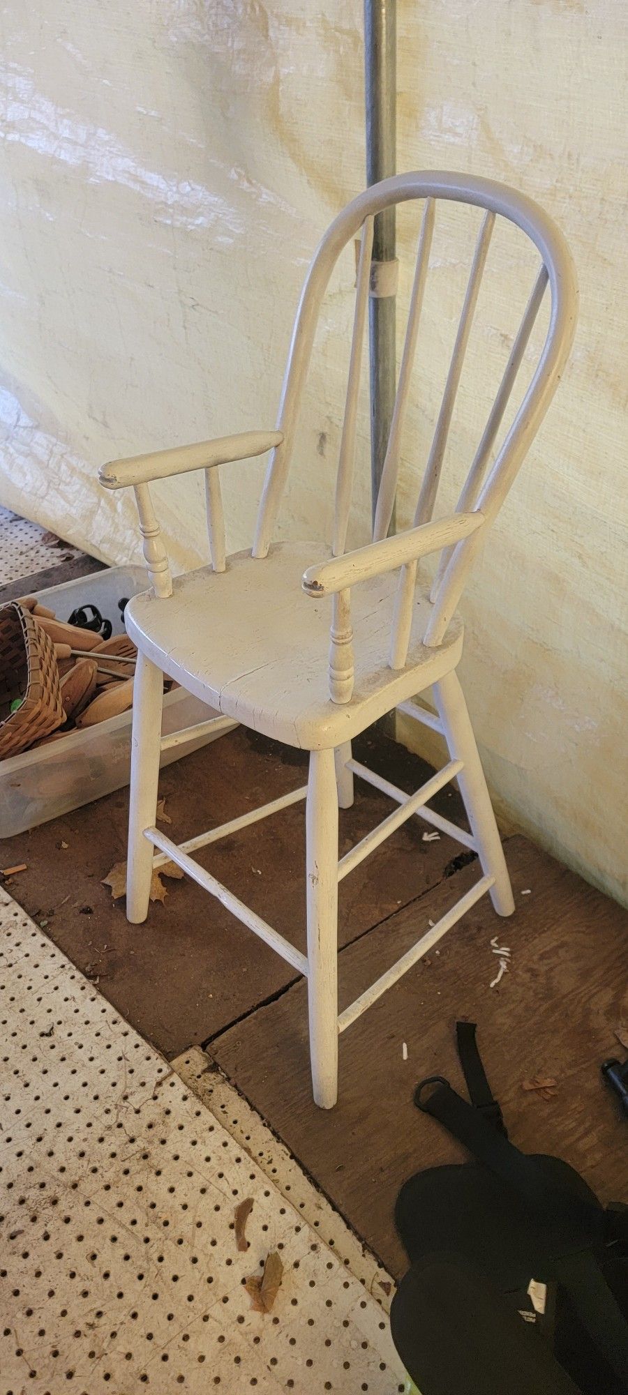 Wooden White High Chair Kid's Chair