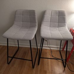 30" Bar Stools In Linen grey (Set Of 2)