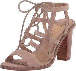 Women's Size 6 Tan/Beige Suede Leather High Heel Gladiator Cage Sandals