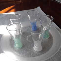 Cordial Glasses And Tray