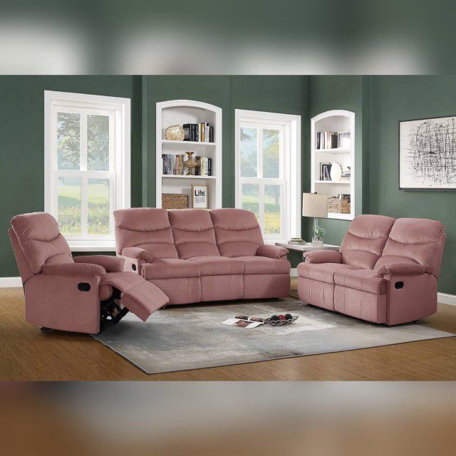 3 Pc livingroom reclining sofa set (sofa + loveseat + chair)