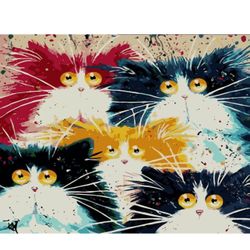 Paint by number, Five colorful cats 16x20inch